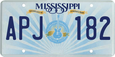 MS license plate APJ182