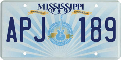 MS license plate APJ189