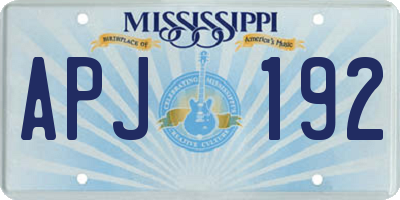 MS license plate APJ192