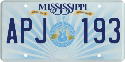 MS license plate APJ193