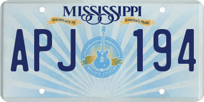 MS license plate APJ194