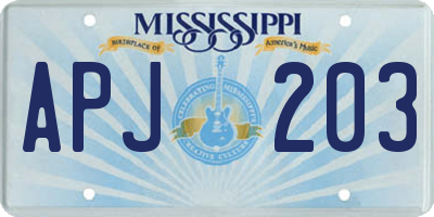 MS license plate APJ203