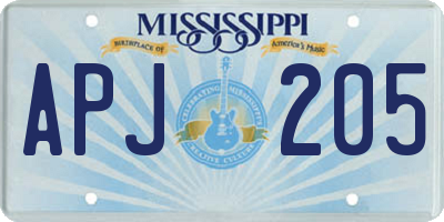 MS license plate APJ205