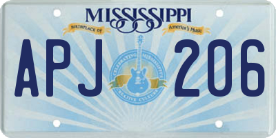 MS license plate APJ206