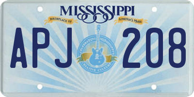 MS license plate APJ208