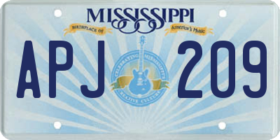 MS license plate APJ209