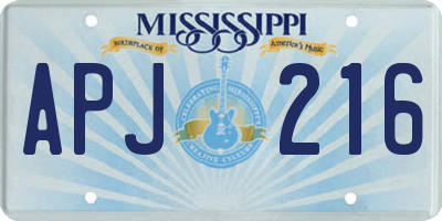 MS license plate APJ216