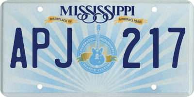 MS license plate APJ217