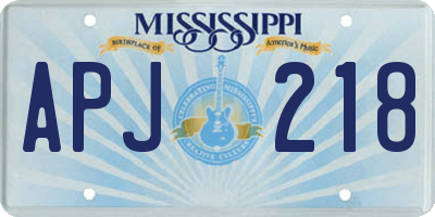 MS license plate APJ218