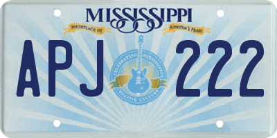 MS license plate APJ222