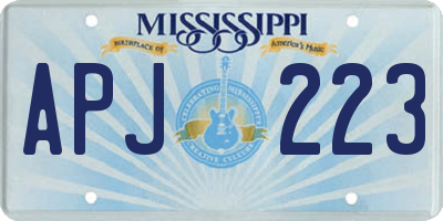 MS license plate APJ223