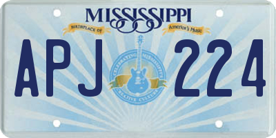 MS license plate APJ224