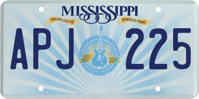 MS license plate APJ225