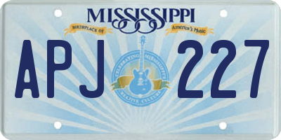 MS license plate APJ227