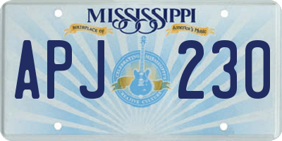 MS license plate APJ230
