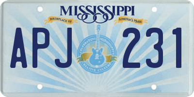 MS license plate APJ231