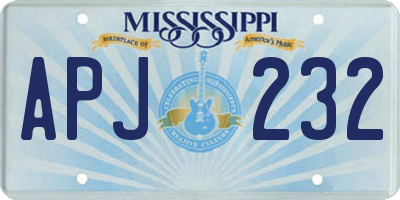 MS license plate APJ232