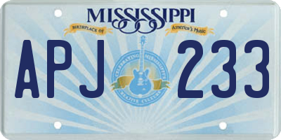 MS license plate APJ233