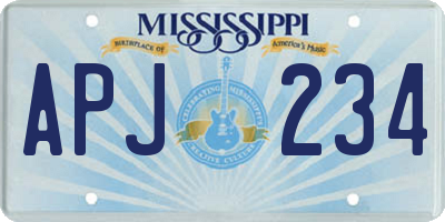MS license plate APJ234