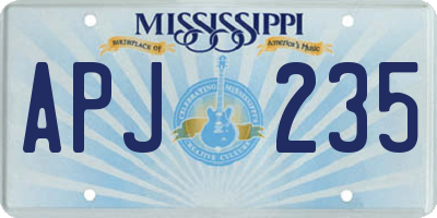 MS license plate APJ235