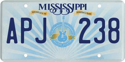 MS license plate APJ238
