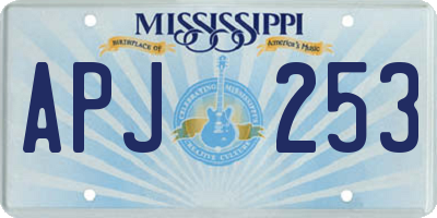 MS license plate APJ253