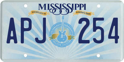 MS license plate APJ254
