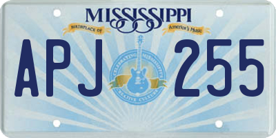 MS license plate APJ255
