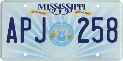 MS license plate APJ258