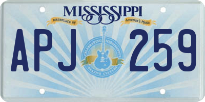 MS license plate APJ259