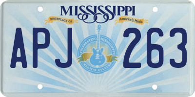 MS license plate APJ263