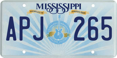 MS license plate APJ265
