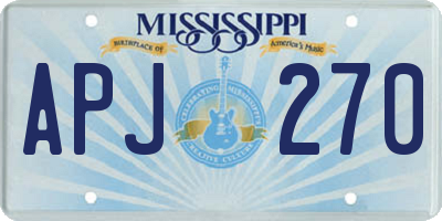 MS license plate APJ270