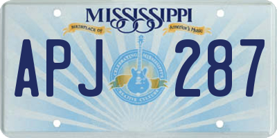 MS license plate APJ287