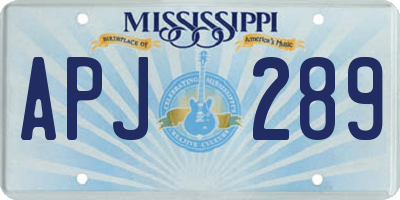 MS license plate APJ289