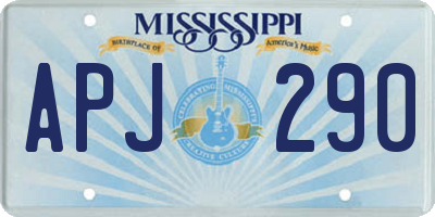 MS license plate APJ290