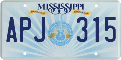 MS license plate APJ315