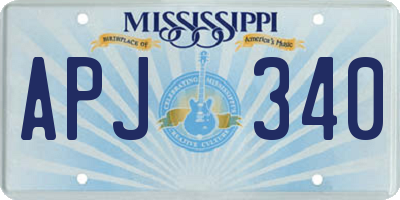 MS license plate APJ340