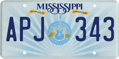 MS license plate APJ343