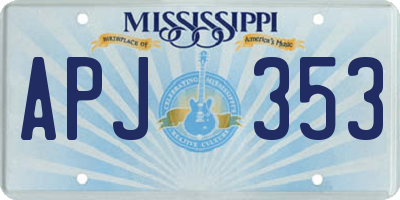 MS license plate APJ353