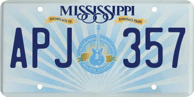 MS license plate APJ357