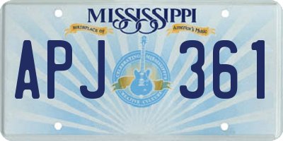 MS license plate APJ361