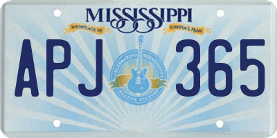 MS license plate APJ365