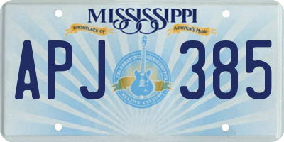 MS license plate APJ385