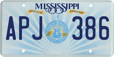 MS license plate APJ386