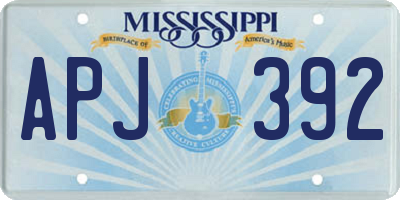 MS license plate APJ392
