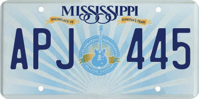 MS license plate APJ445
