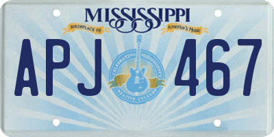 MS license plate APJ467