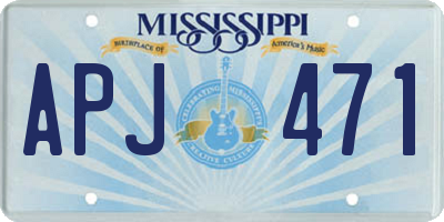 MS license plate APJ471