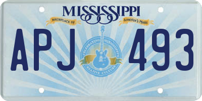 MS license plate APJ493